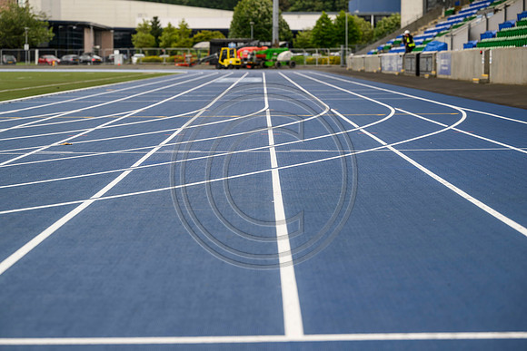 Lines painted on Scotstoun Track ahead of Glasgow 2026 Commonwealth Games