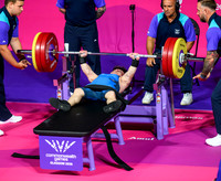 Findlay Davidson competes in the Para Powerlifting Mens Lightweight